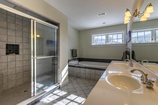 Bathroom, Dual Sink Vanities, Glass Shower, Interior, Recessed Lighting