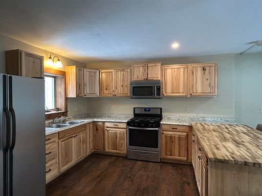 Interior, Kitchen, Recessed Lighting, Wood Texture Flooring