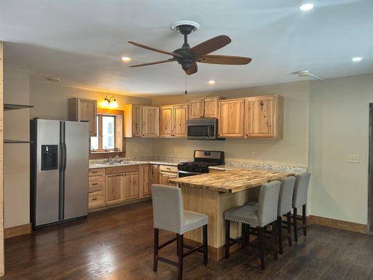 Interior, Kitchen, Recessed Lighting, Wood Texture Flooring