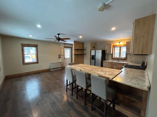 Interior, Kitchen, Recessed Lighting, Wood Texture Flooring
