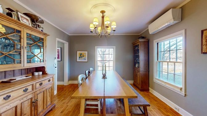 Chandelier, Dining room, Interior, Wood Texture Flooring