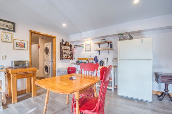 Dining room, Interior, Recessed Lighting, Washer, Wood Texture Flooring