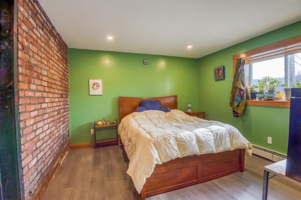Bedroom, Interior, Recessed Lighting, Stone Walls, Wood Texture Flooring