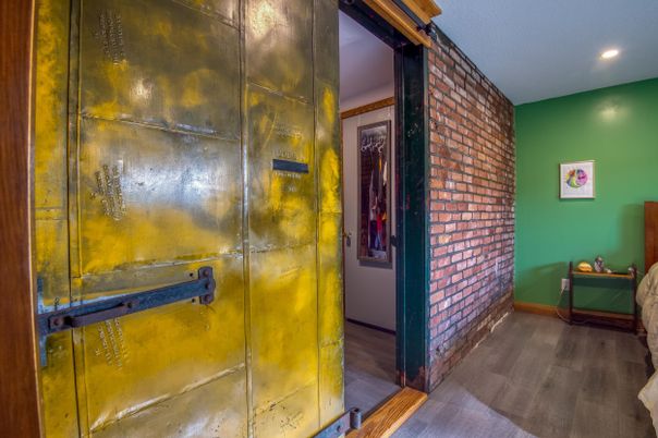 Interior, Recessed Lighting, Stone Walls, Wood Texture Flooring