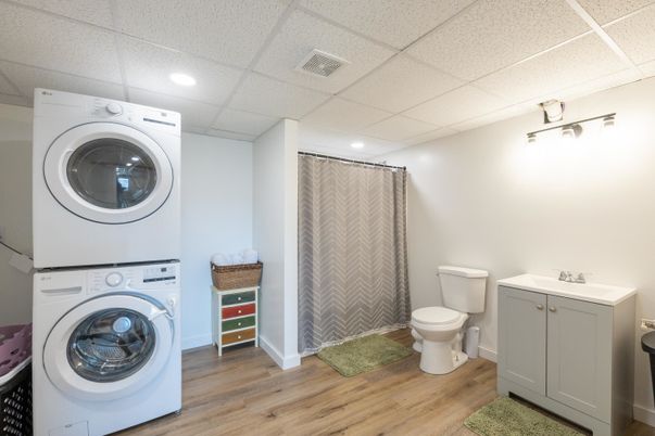 Interior, Recessed Lighting, Utility Closets, Washer, Wood Texture Flooring
