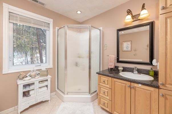 Bathroom, Glass Shower, Interior, Recessed Lighting