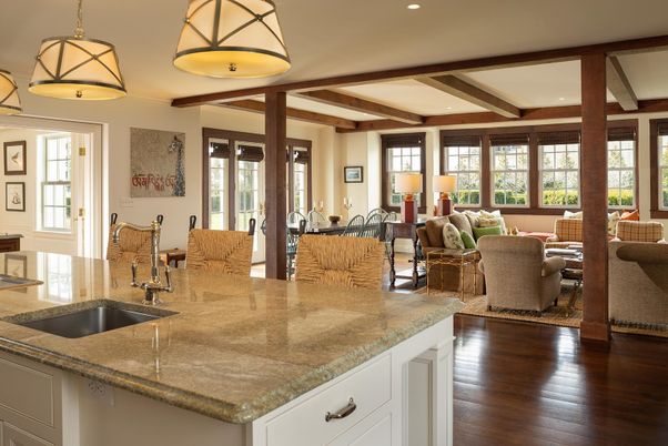Dining room, Interior, Living room, Recessed Lighting, Wooden Beams, Wood Texture Flooring