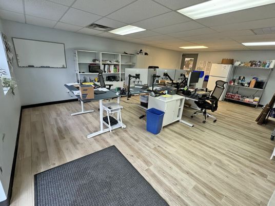 Home Office, Interior, Recessed Lighting, Wood Texture Flooring