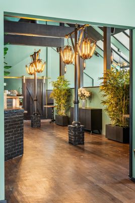 Chandelier, Interior, Wood Texture Flooring