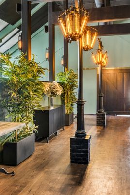 Chandelier, Interior, Wood Texture Flooring