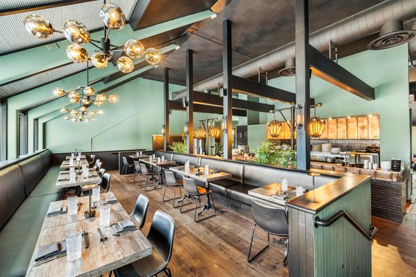 Dining room, Interior, Kitchen, Pendant Lights, Wood Texture Flooring