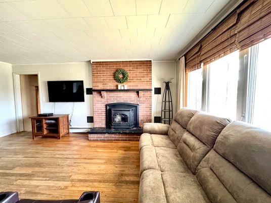 Fireplace, Interior, Living room, Stone Walls, Wood Texture Flooring