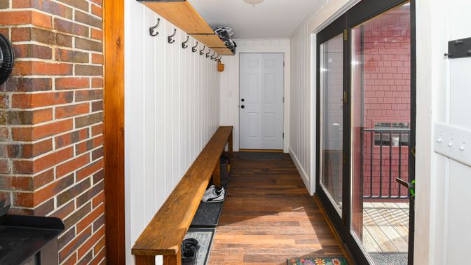 Interior, Stone Walls, Wood Texture Flooring