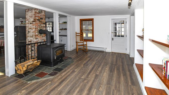 Fireplace, Interior, Stone Walls, Wood Texture Flooring