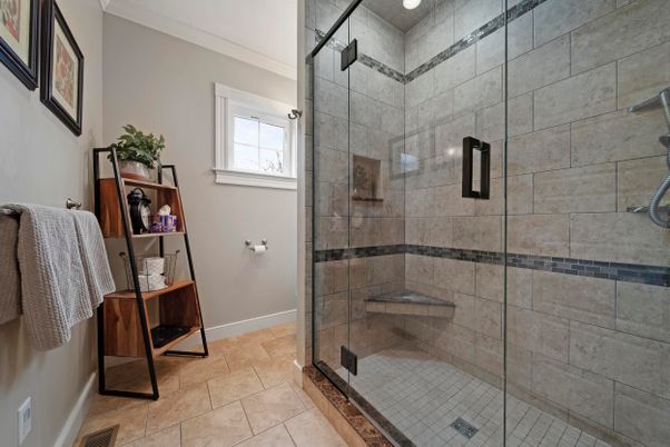 Bathroom, Glass Shower, Interior, Stone Walls