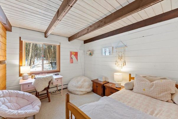 Bedroom, Interior, Pendant Lights, Wooden Beams