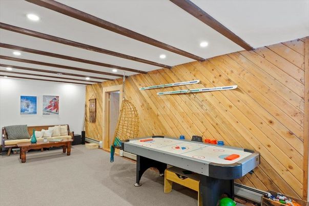 Game Room, Interior, Recessed Lighting, Wooden Beams, Wooden Walls