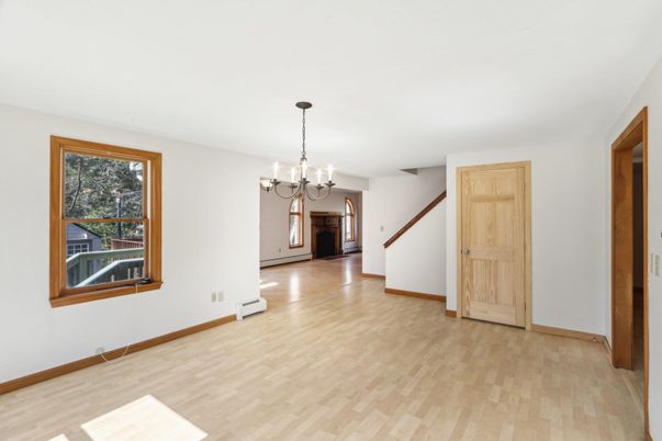 Chandelier, Empty room, Interior, Wood Texture Flooring