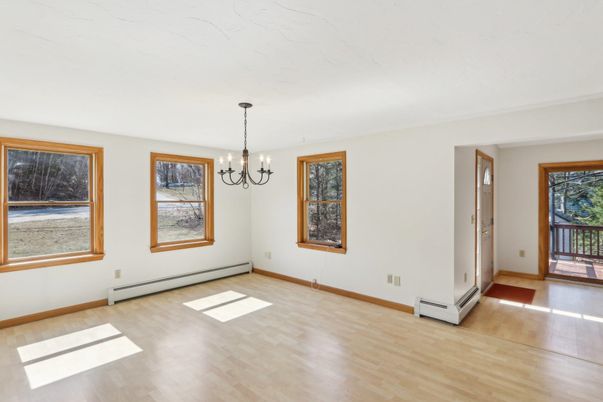 Chandelier, Empty room, Interior, Wood Texture Flooring