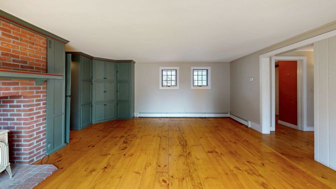 Empty room, Interior, Stone Walls, Wood Texture Flooring
