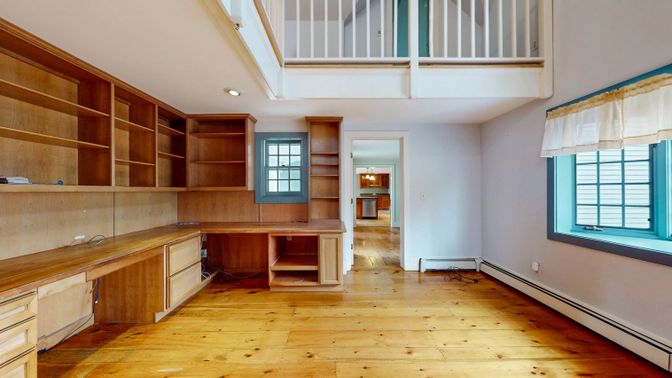 Home Office, Interior, Recessed Lighting, Wood Texture Flooring