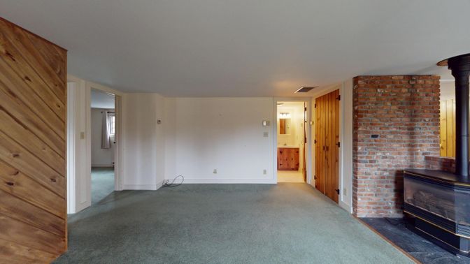 Empty room, Fireplace, Interior, Stone Walls, Wooden Walls