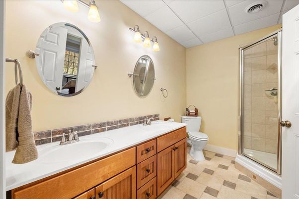 Bathroom, Dual Sink Vanities, Glass Shower, Interior