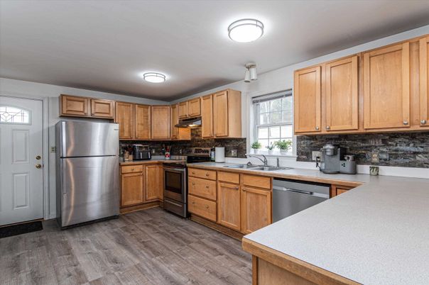 Interior, Kitchen, Stainless Steel Appliances, Wood Texture Flooring