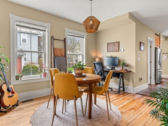 Home Office, Interior, Pendant Lights, Wood Texture Flooring