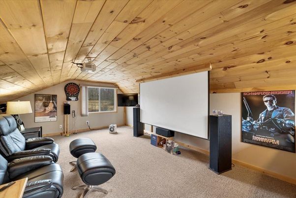 Home Theatre Room, Interior, Projection Screen, Theatre Room, Wooden Ceilings