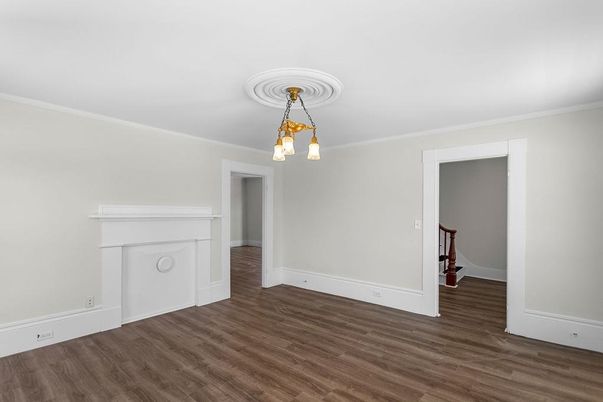 Empty room, Interior, Pendant Lights, Wood Texture Flooring
