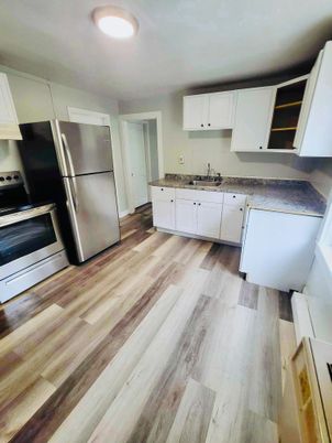 Interior, Kitchen, Stainless Steel Appliances, Wood Texture Flooring