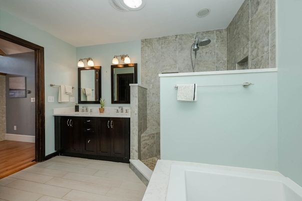 Bathroom, Dual Sink Vanities, Interior, Wood Texture Flooring
