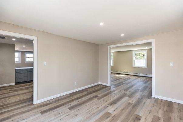 Empty room, Interior, Recessed Lighting, Wood Texture Flooring