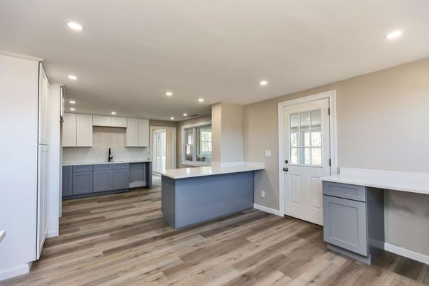 Interior, Kitchen, Recessed Lighting, Wood Texture Flooring