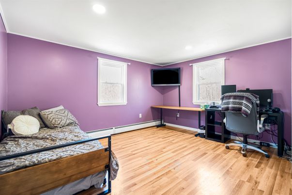 Bedroom, Home Office, Interior, Recessed Lighting, Wood Texture Flooring