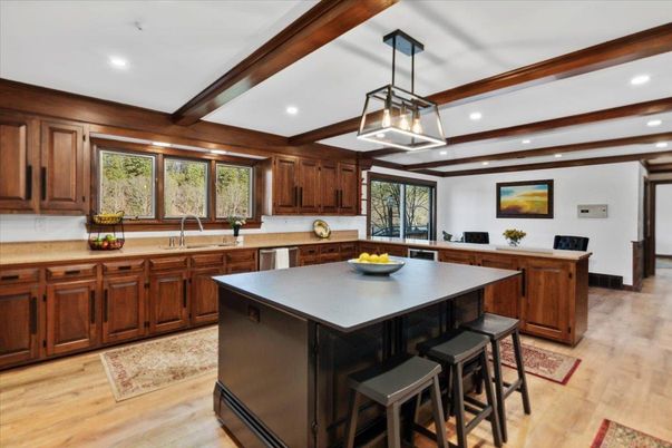 Interior, Kitchen, Pendant Lights, Recessed Lighting, Wood Texture Flooring