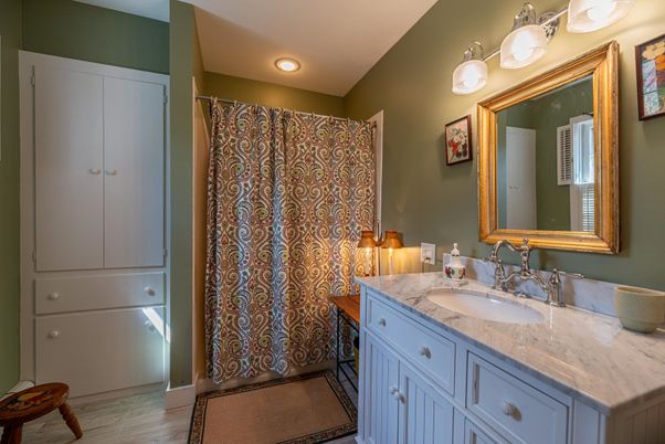 Bathroom, Interior, Recessed Lighting, Wood Texture Flooring