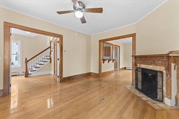 Empty room, Fireplace, Interior, Wood Texture Flooring