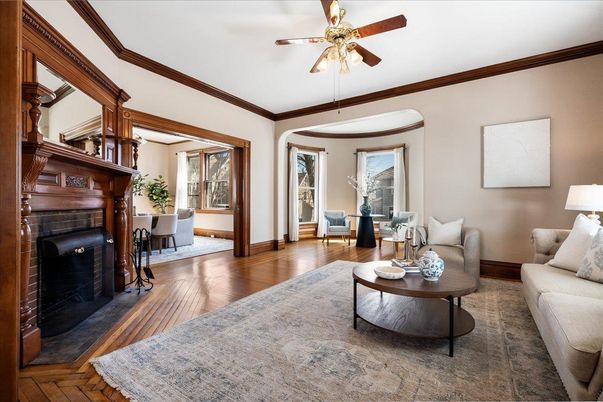 Dining room, Fireplace, Interior, Living room, Wood Texture Flooring