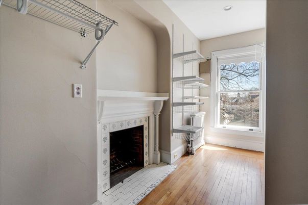 Fireplace, Interior, Recessed Lighting, Wood Texture Flooring