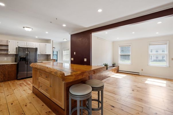 Interior, Kitchen, Recessed Lighting, Wood Texture Flooring