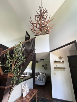 Chandelier, Interior, Wood Texture Flooring