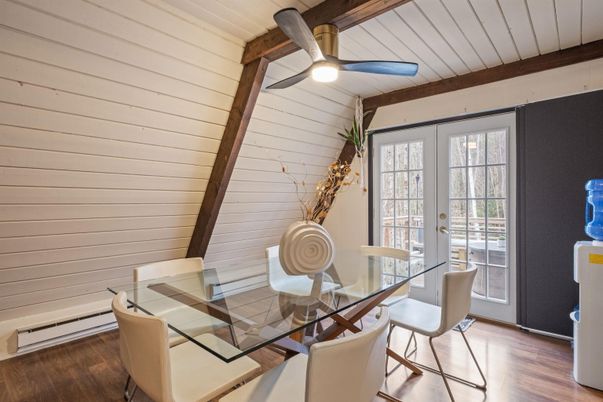 Dining room, Interior, Wooden Beams, Wood Texture Flooring