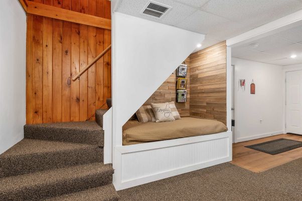 Bedroom, Interior, Recessed Lighting, Wooden Walls