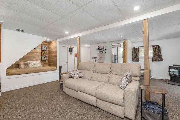Interior, Living room, Recessed Lighting, Wooden Walls
