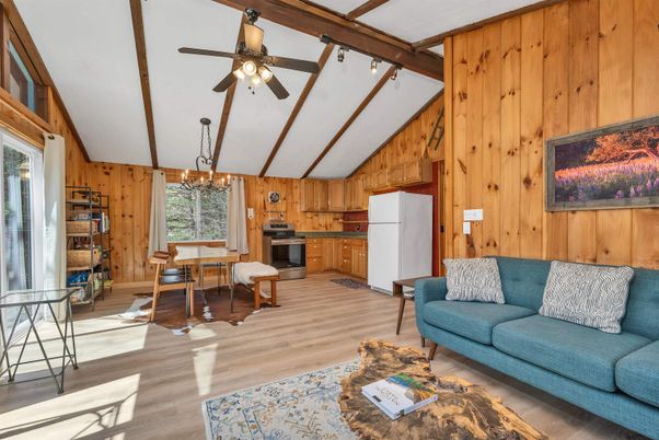 Chandelier, Dining room, Interior, Kitchen, Living room, Wooden Beams, Wood Texture Flooring, Wooden Walls