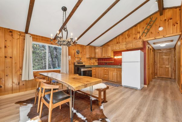 Chandelier, Dining room, Interior, Kitchen, Wooden Beams, Wood Texture Flooring, Wooden Walls