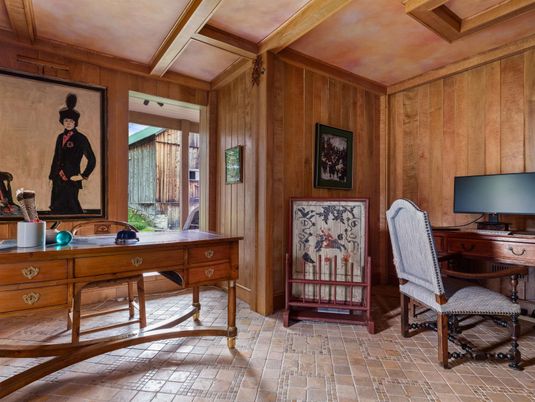 Home Office, Interior, Wooden Beams, Wooden Walls