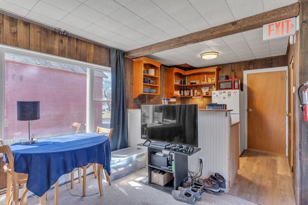 Dining room, Interior, Wood Texture Flooring, Wooden Walls